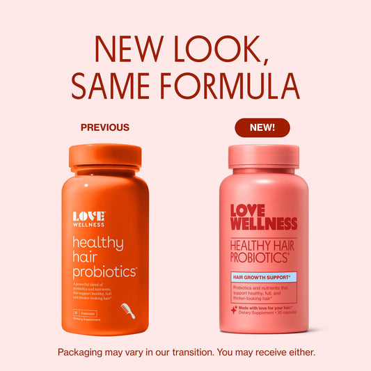 Envase cápsulas probióticas Love Wellness para crecimiento