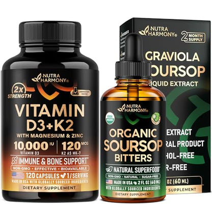 Envase de cápsulas de vitamina D3 K2 de NUTRAHARMONY