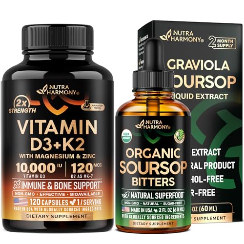 Envase de cápsulas de vitamina D3 K2 de NUTRAHARMONY