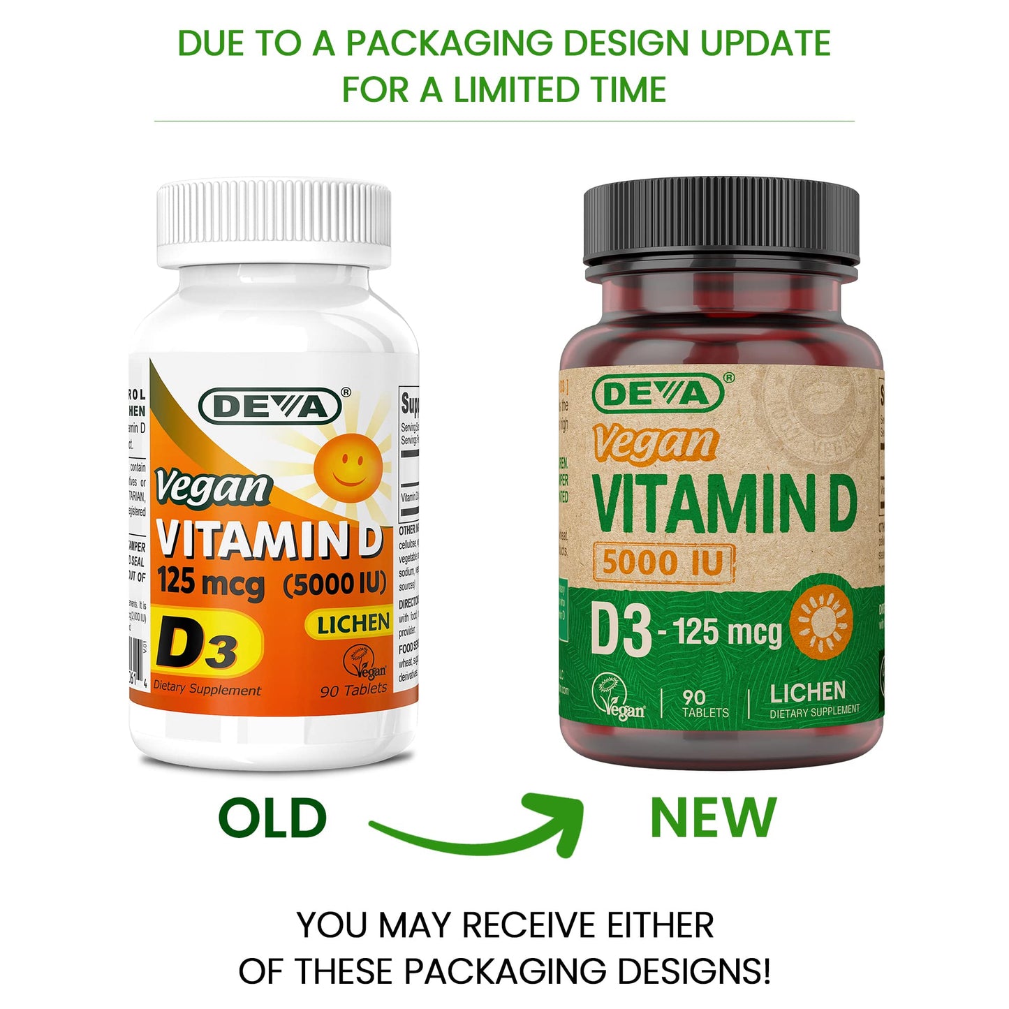 Envase DEVA vitamina d3 5000 iu vegano