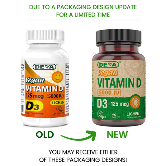 Envase DEVA vitamina d3 5000 iu vegano