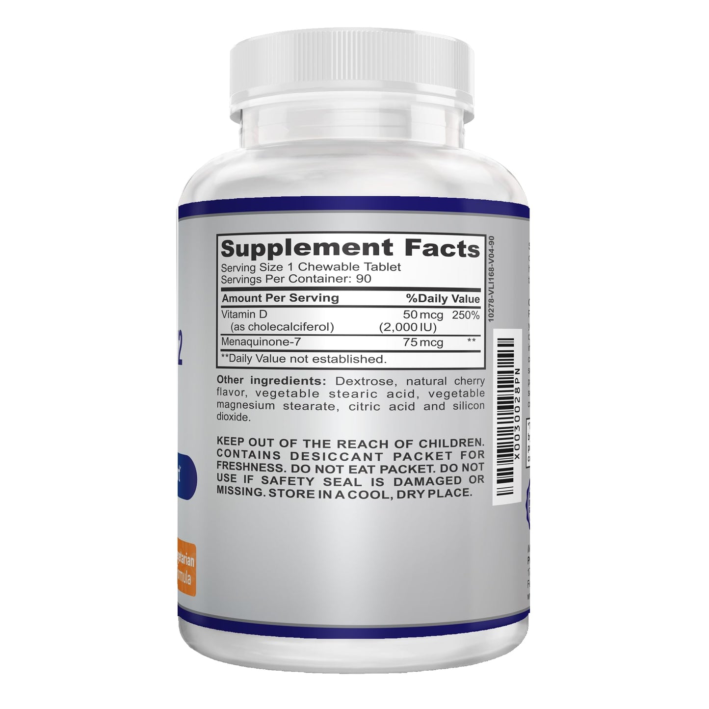 Envase y etiqueta O!VITA Vitamina D3 K2 2000 UI