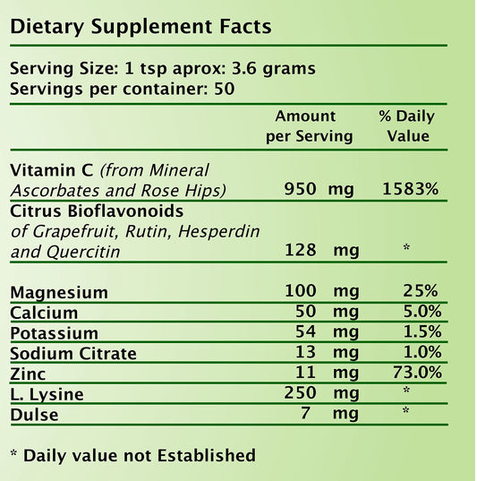 Envase Frequency Foods vitamina c polvo 180 gramos sin gluten