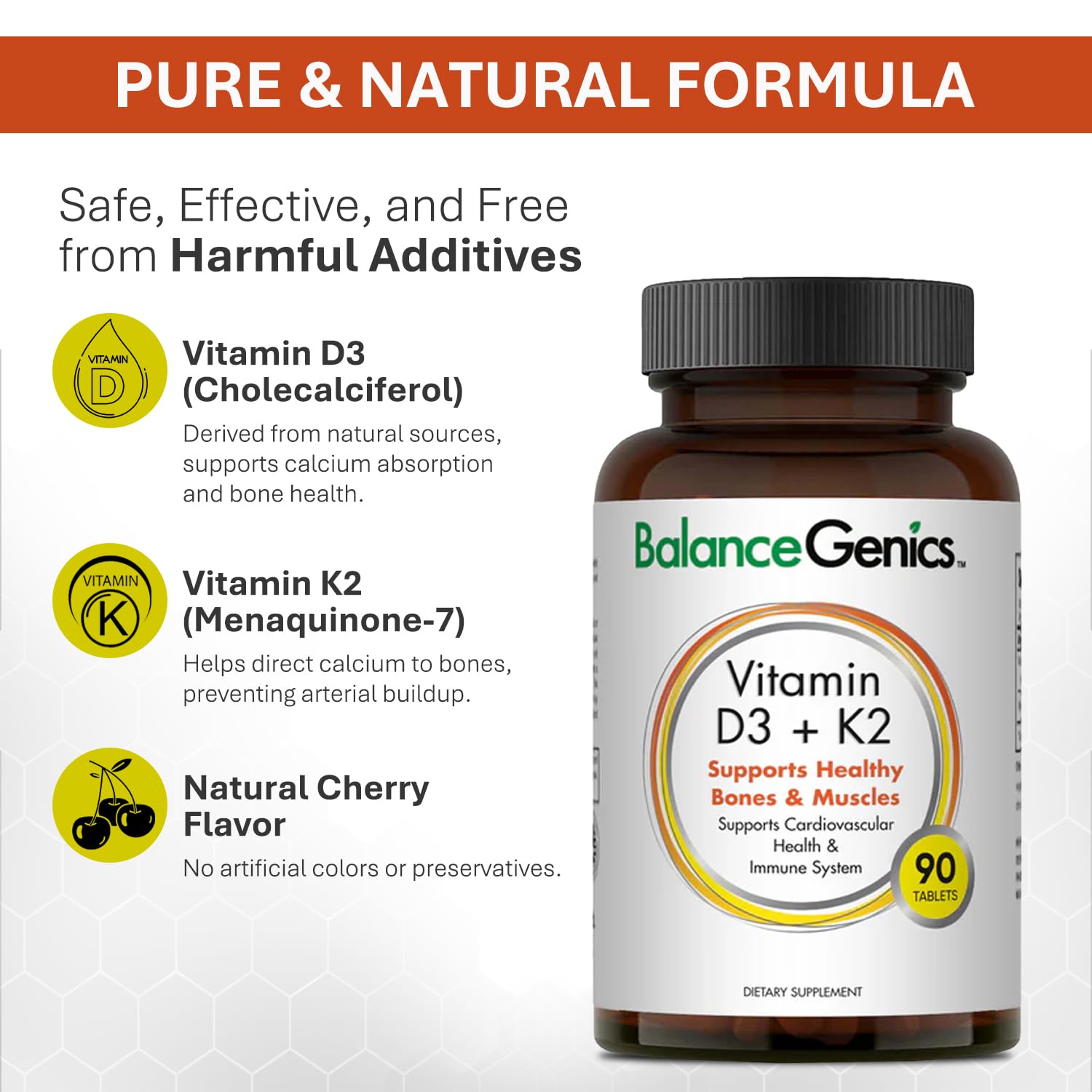 Envase frontal BalanceGenics vitamina D3 K2 orgánico