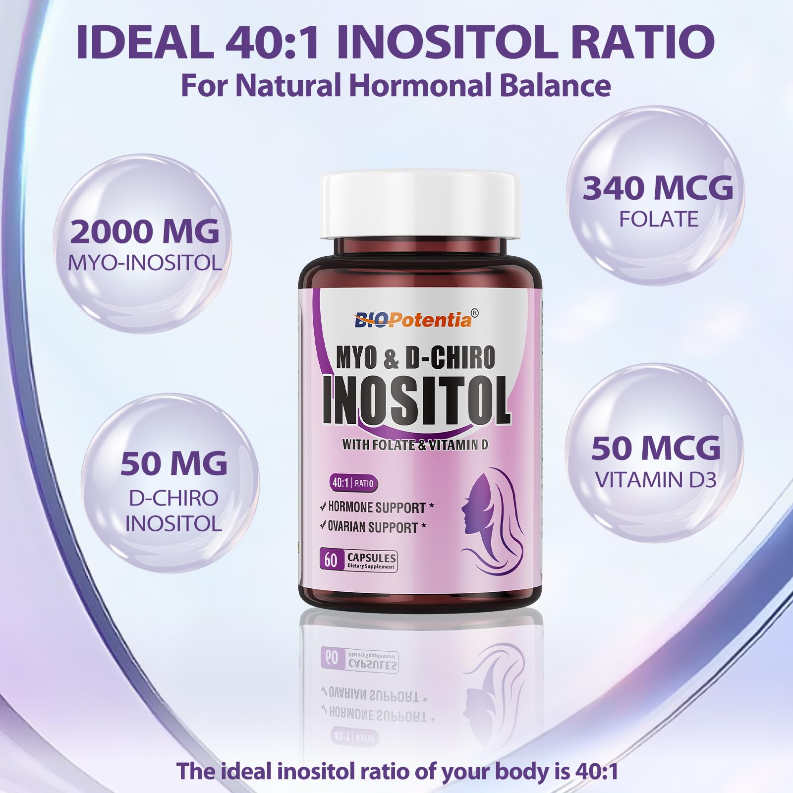 Envase frontal BIO POTENTIA, soporte hormonal y salud ovárica