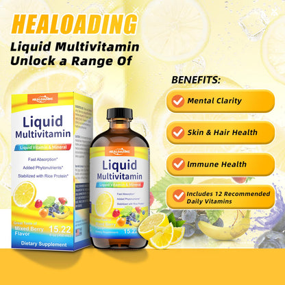 Envase frontal HEALOADING multivitamínico nutritivo líquido