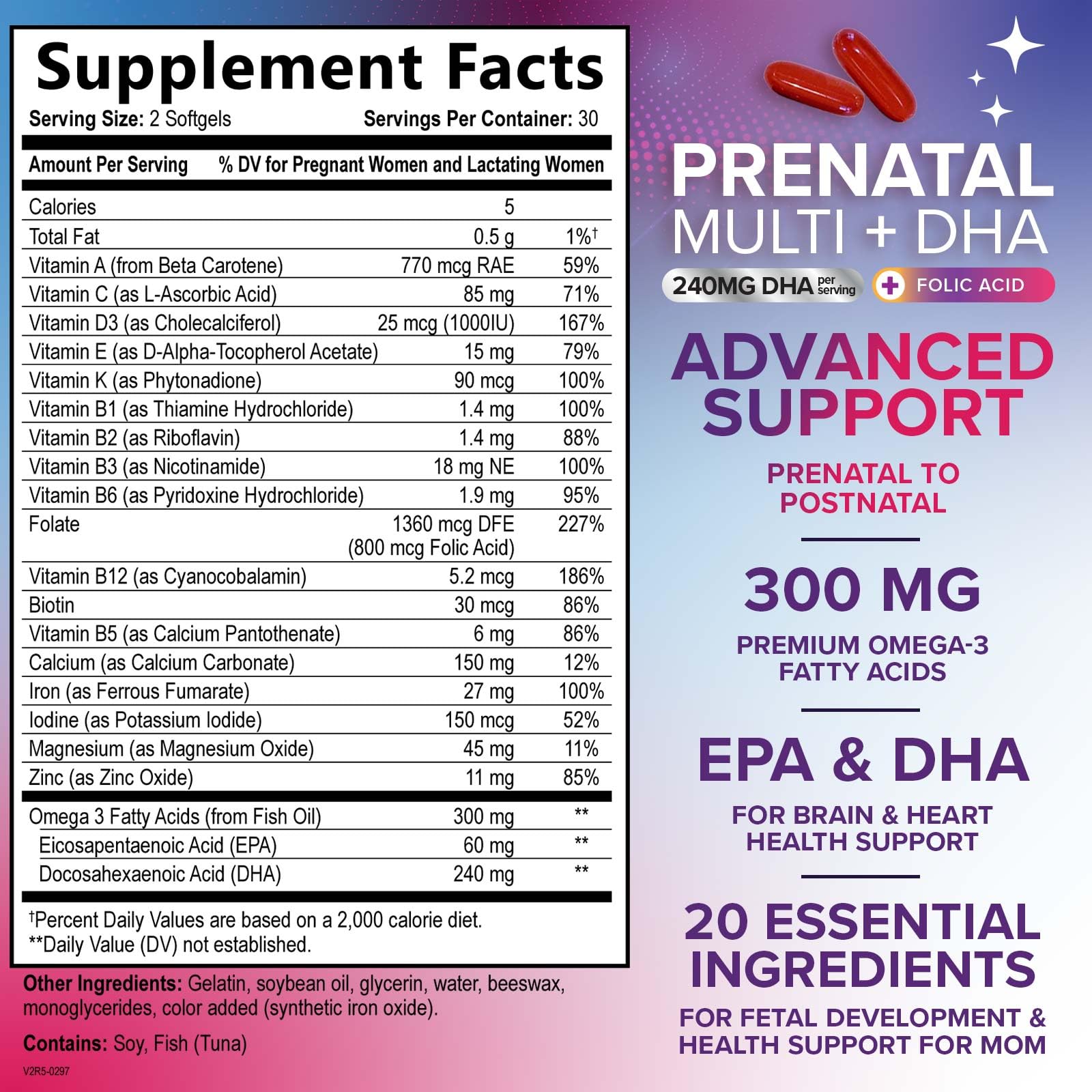 Envase frontal multivitamínico prenatal Nature's Nutrition