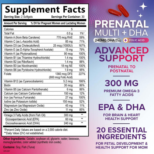 Envase frontal multivitamínico prenatal Nature's Nutrition