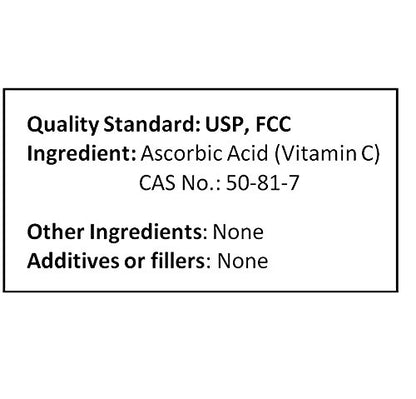 Envase frontal polvo vitamina c puro NuSci ácido ascórbico
