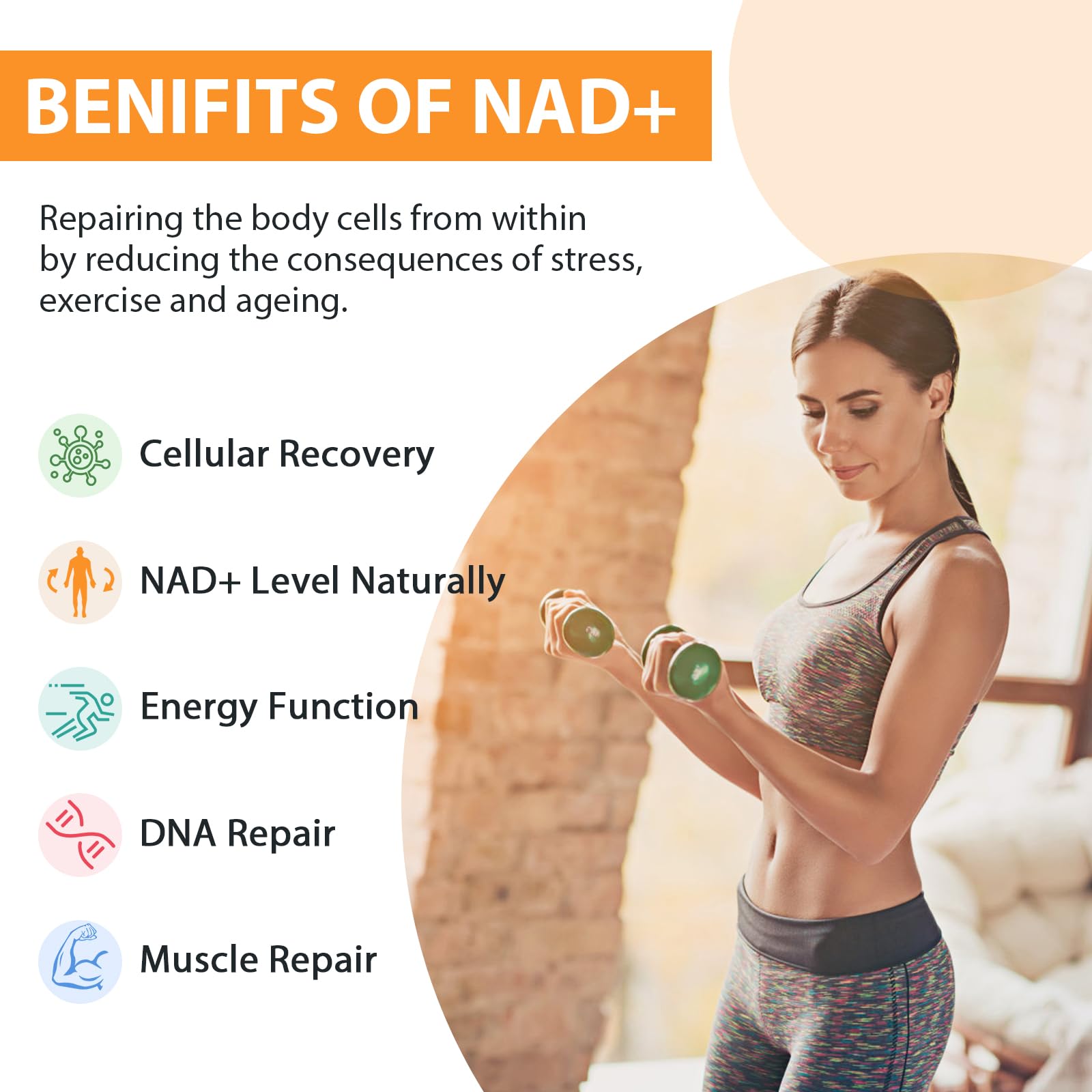 Envase frontal suplemento NAD+ Orgabay con fórmula liposomal