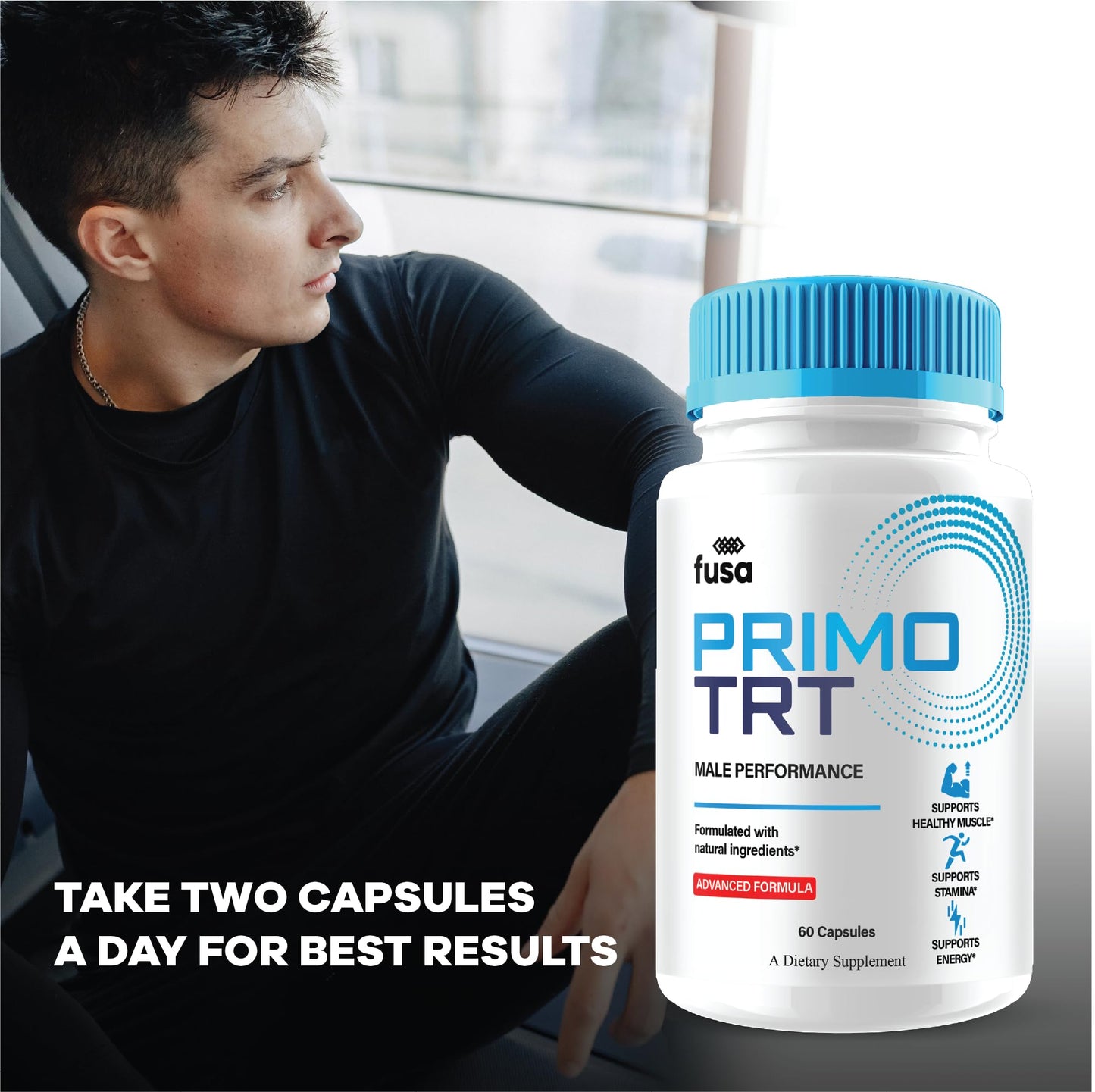 Envase frontal suplemento Primo TRT fuerza máxima multivitamínico