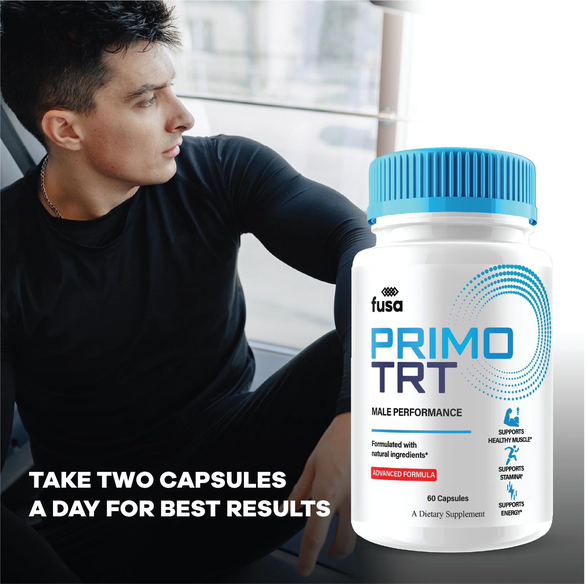 Envase frontal suplemento Primo TRT fuerza máxima multivitamínico