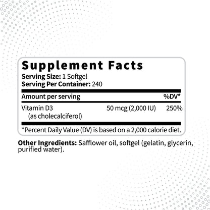 Envase frontal Type Zero vitamina d3 softgels 240 unidades