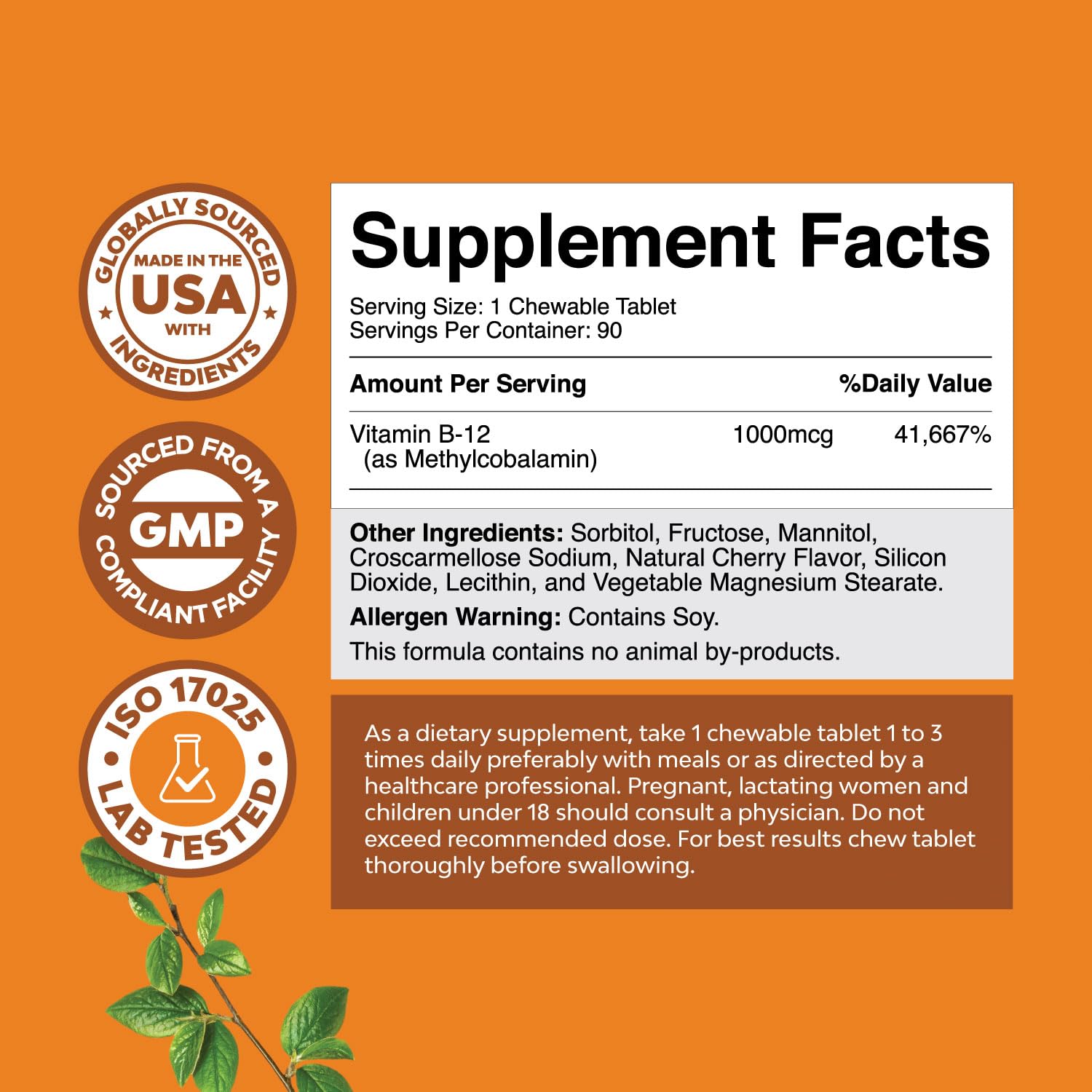 Envase frontal Vitamina B12 Natures Craft