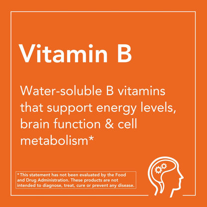 Envase frontal vitamina B-50 NOW 100 tabletas 2 paquetes