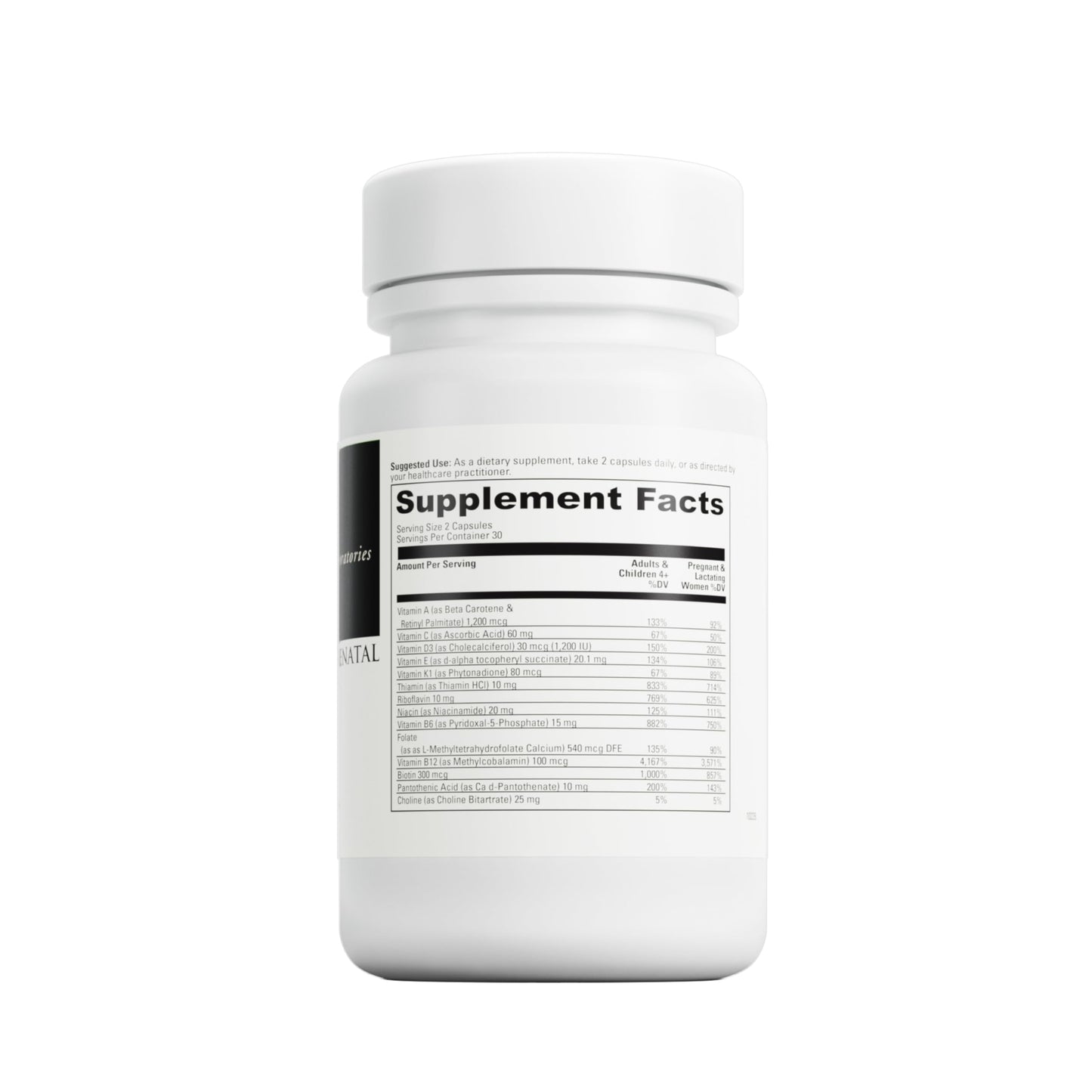 Envase frontal vitaminas prenatales DAVINCI con probióticos