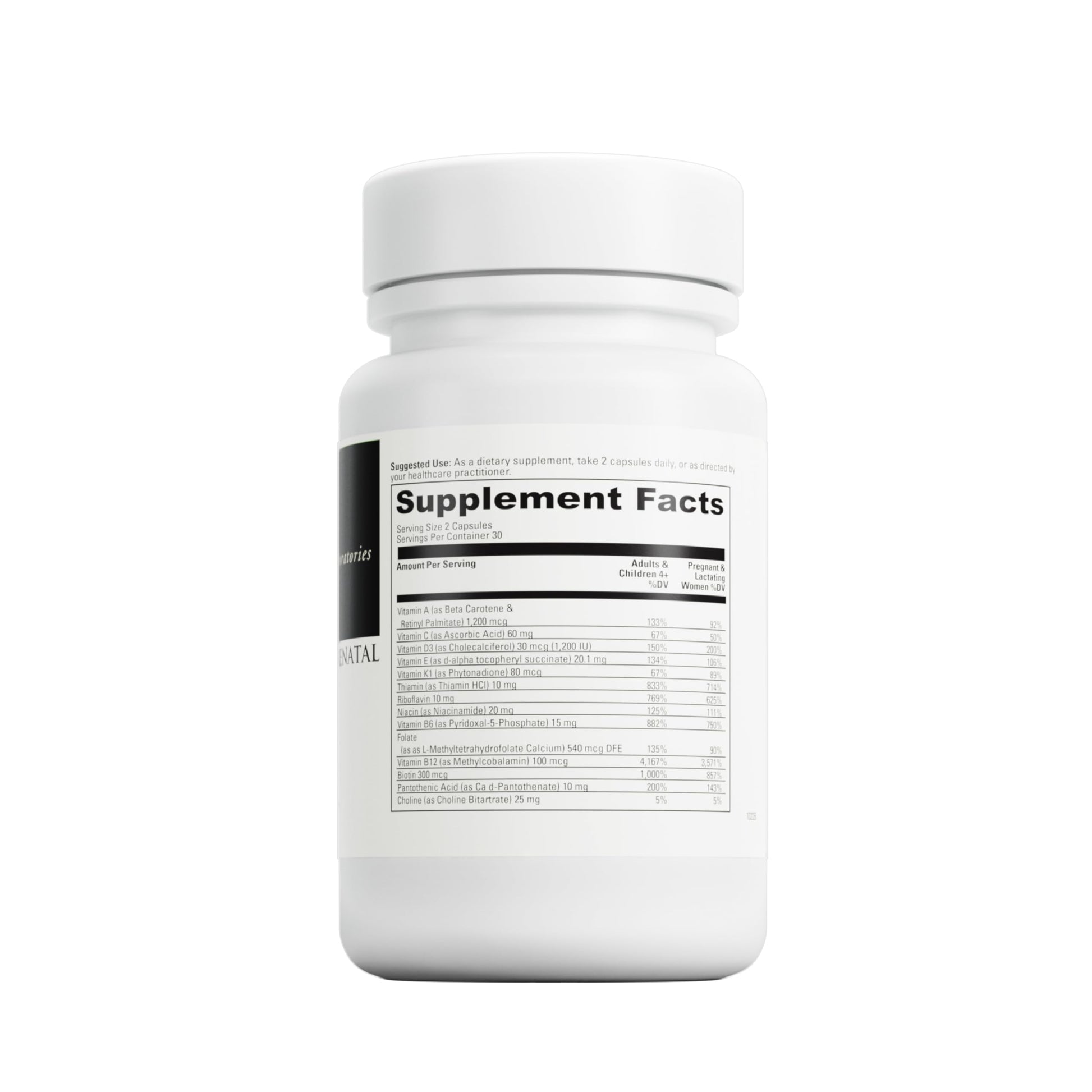 Envase frontal vitaminas prenatales DAVINCI con probióticos