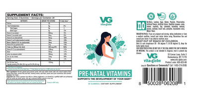 Envase gominolas prenatal VitaGlobe sin sabores artificiales