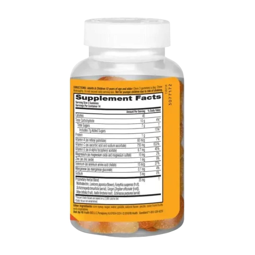 Envase gomitas Airborne con antioxidantes y vitaminas c y e