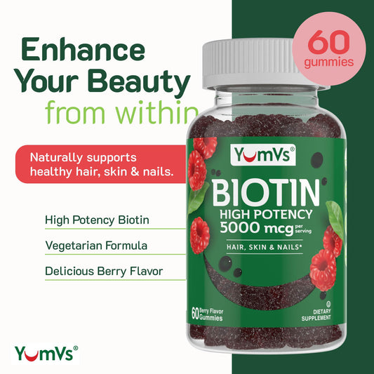 Envase de gomitas biotina YumVs 60 unidades veganas