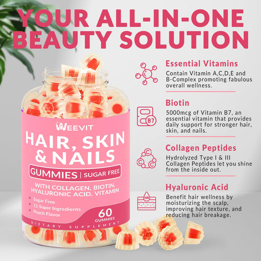 Envase gomitas para cabello piel uñas WEEVIT