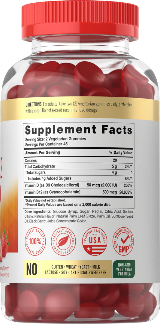 Envase gomitas Carlyle vitaminas d3 b12 vegetariano