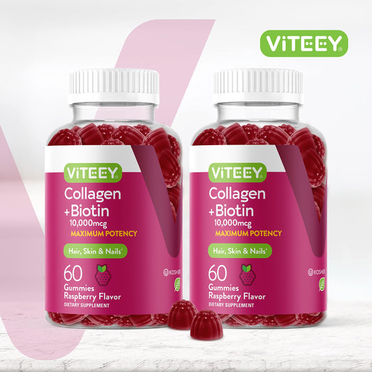Envase gomitas colágeno y biotina para cabello y uñas Viteey