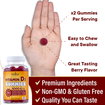 Envase gomitas para huesos fuertes vitamina D3 New Age