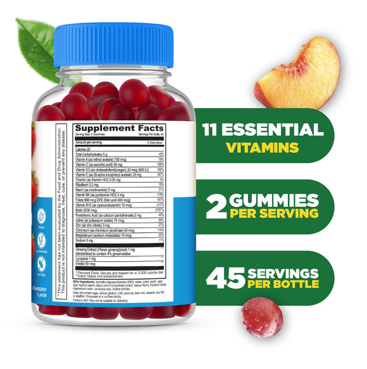 Envase gomitas Lifeable sin azúcar multivitaminas veganas para adultos