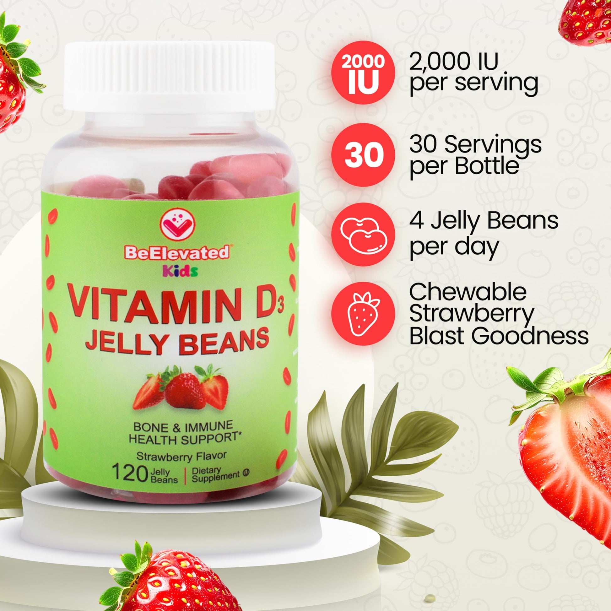 Envase gomitas multivitaminas infantiles BeElevated con zinc y vitamina D3