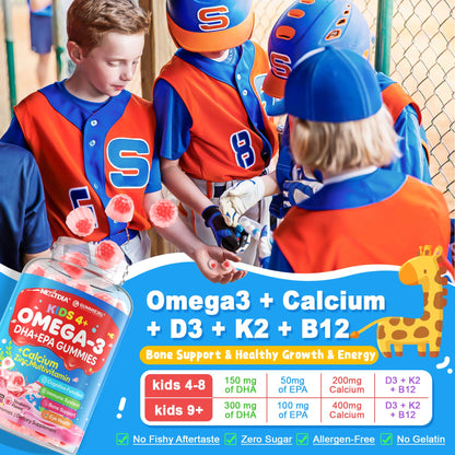 Envase frontal gomitas omega 3 e inositol para niños