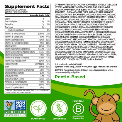 Envase gomitas Orgain Kids superalimentos vitaminas sin azúcar