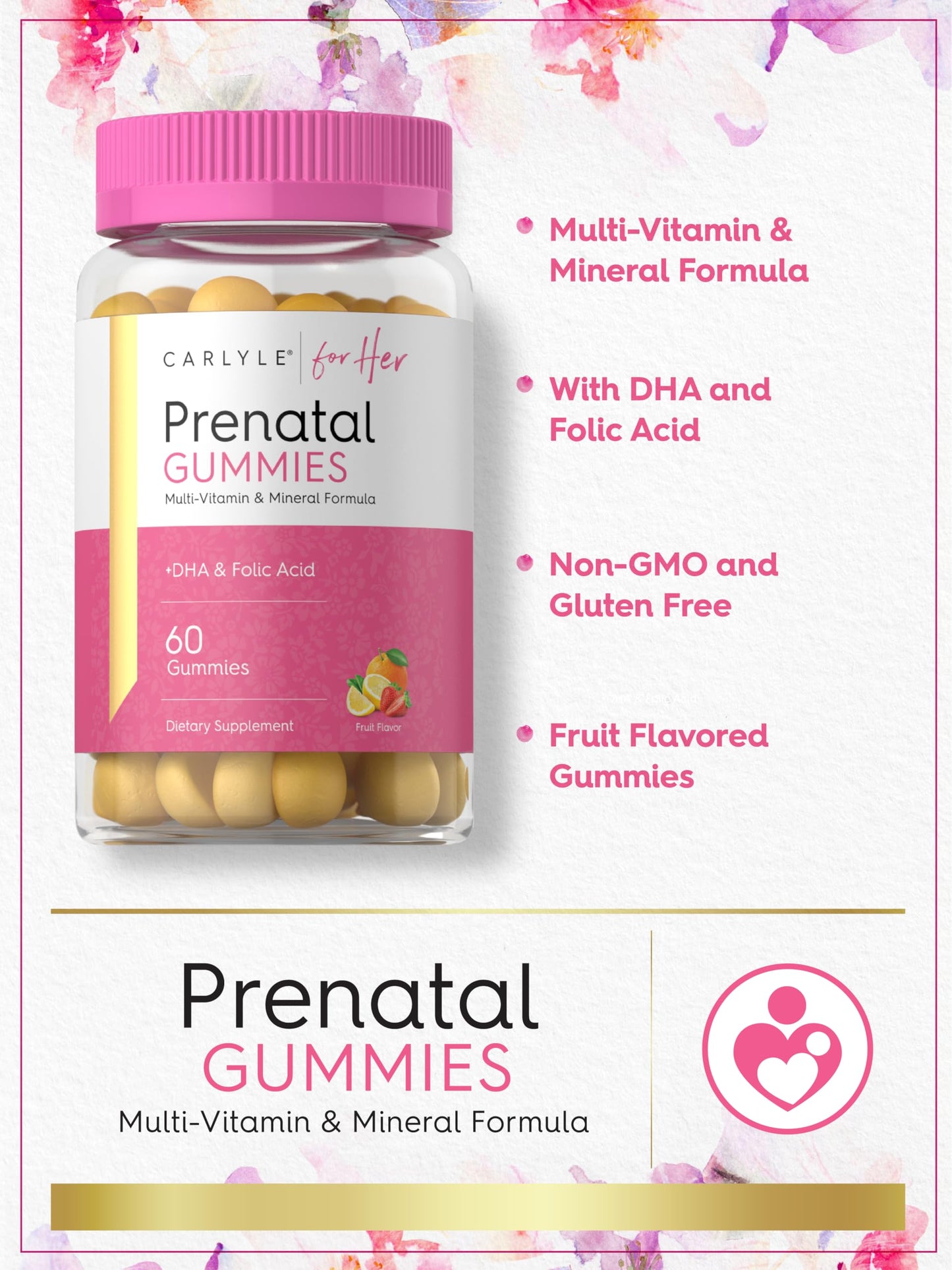 Envase gomitas prenatales Carlyle vista lateral
