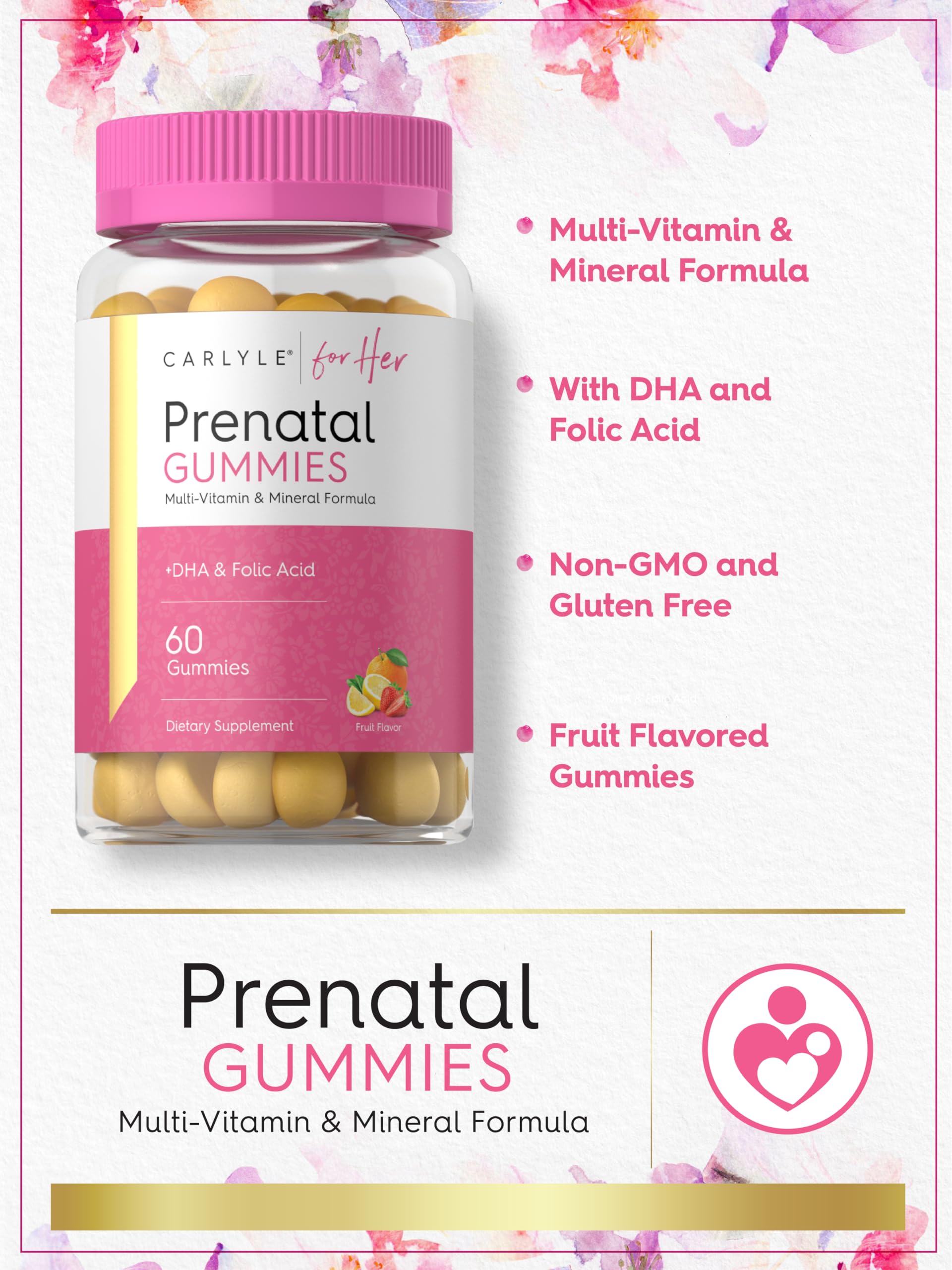 Envase gomitas prenatales Carlyle vista lateral
