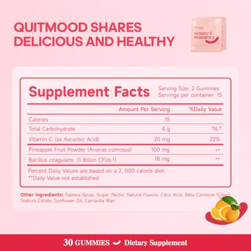 Envase de gomitas Quit mood equilibrio femenino vitamina C piña