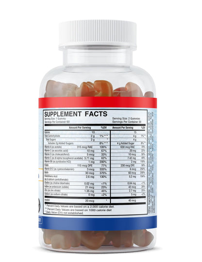 Envase gomitas Slapshot Nutrition vitaminas para niños sin gluten