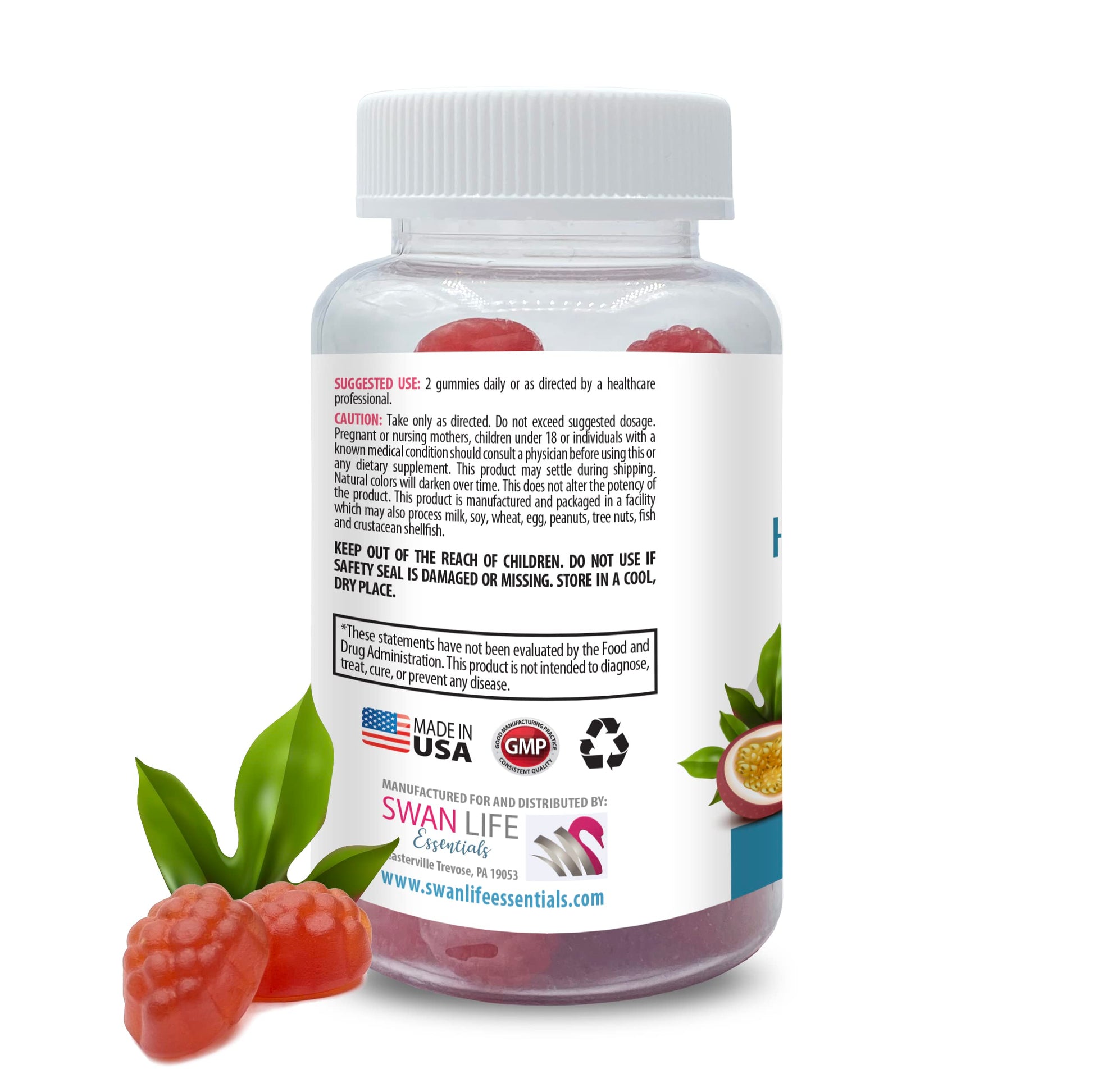 Envase de gomitas Swan Life para cabello y uñas saludables