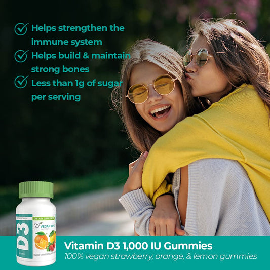 Envase gomitas Vegan Life Nutrition vitamina D3 niños y adultos