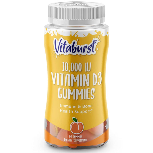 Envase de gomitas VITABURST vitamina D3 10000 UI sabor durazno