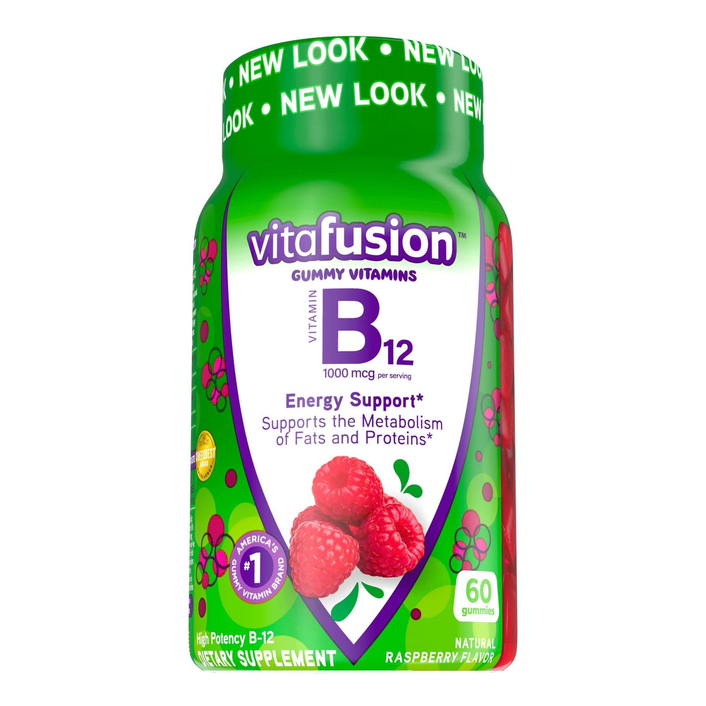 Envase gomitas Vitafusion B12 frambuesa 60ct