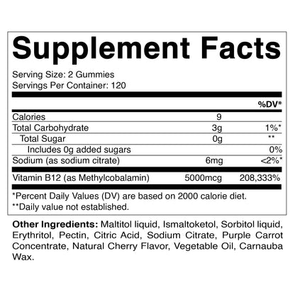 Envase gomitas Vitamatic vitamina b12 cereza natural