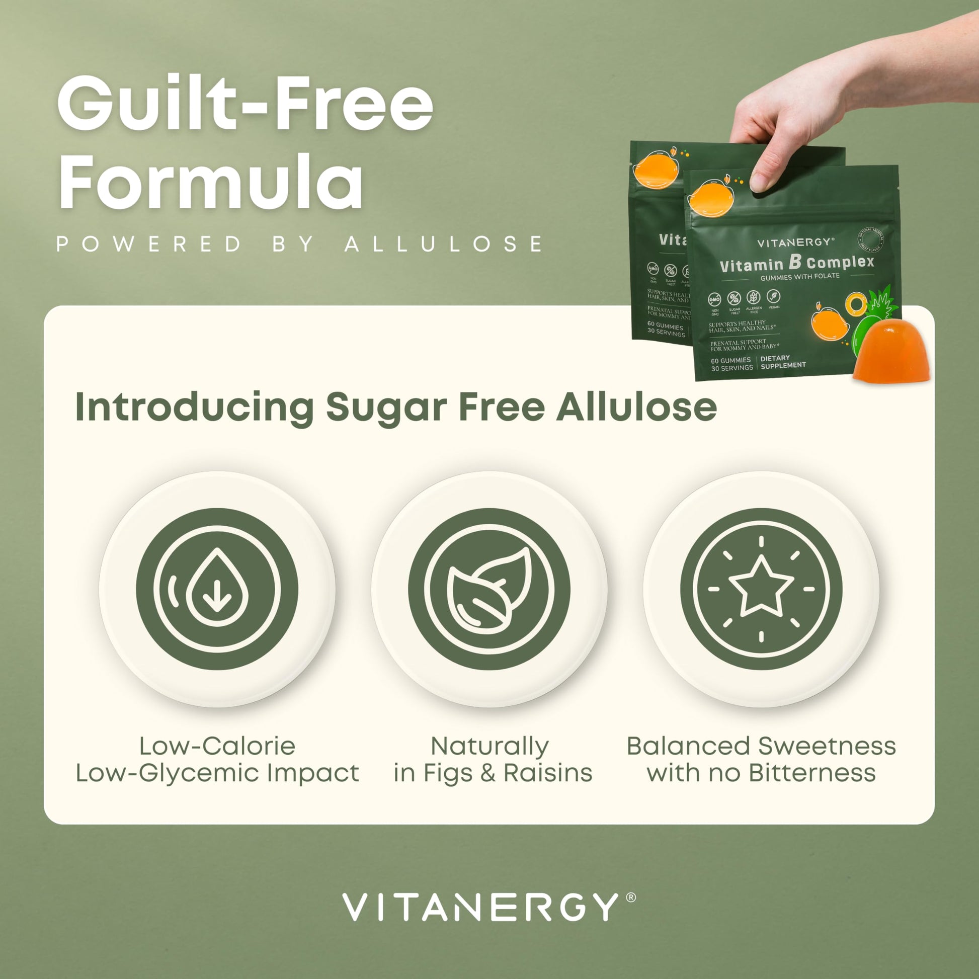 Envase gomitas vitamina B sin azúcar Vitanergy
