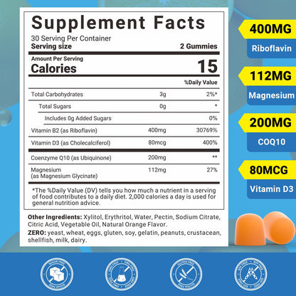 Envase de gomitas de vitamina B2 veganas para soporte energético