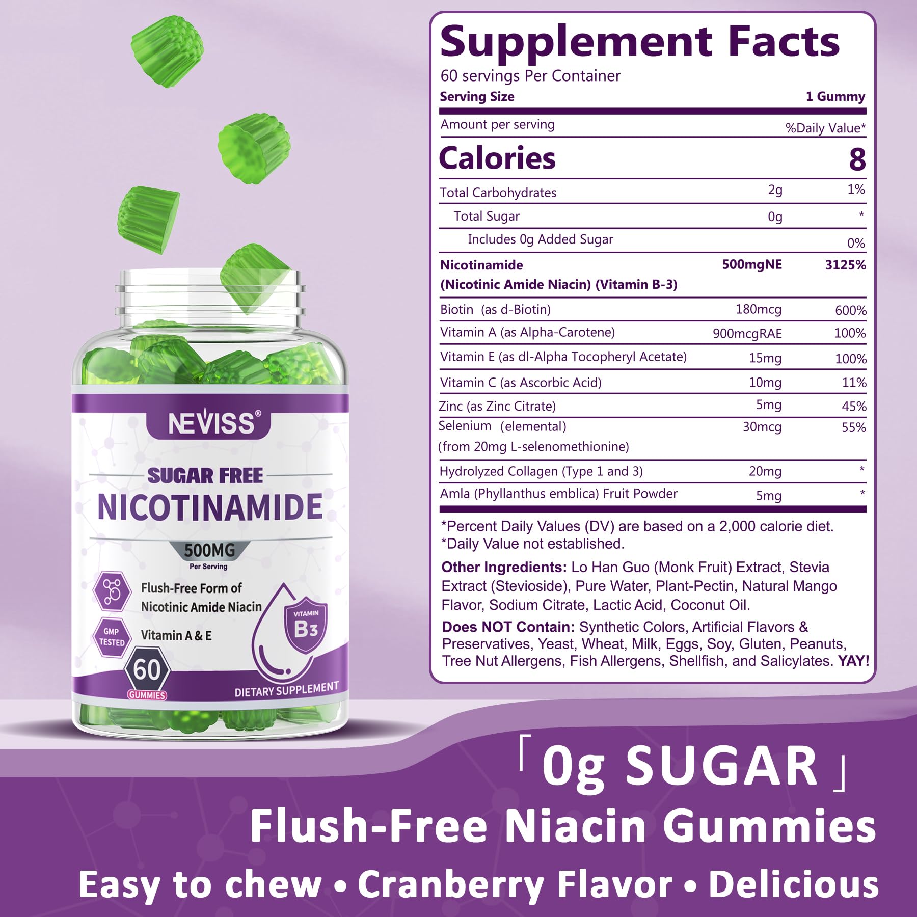 Envase gomitas vitamina B3 niacinamida 120 unidades