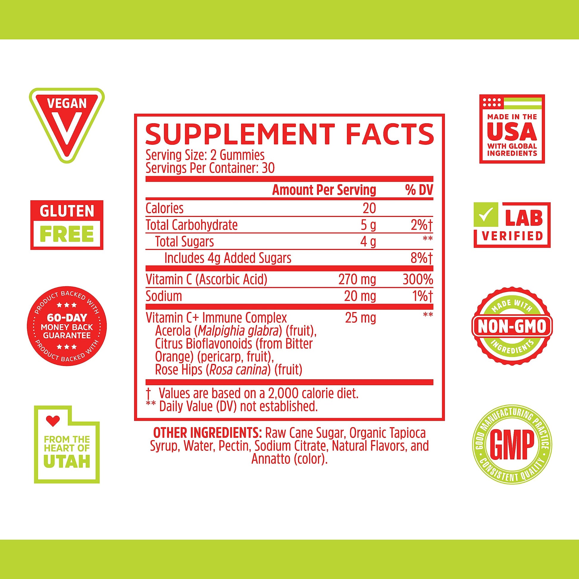 Envase gomitas vitamina c+ Zhou Nutrition sabor fruta naranja
