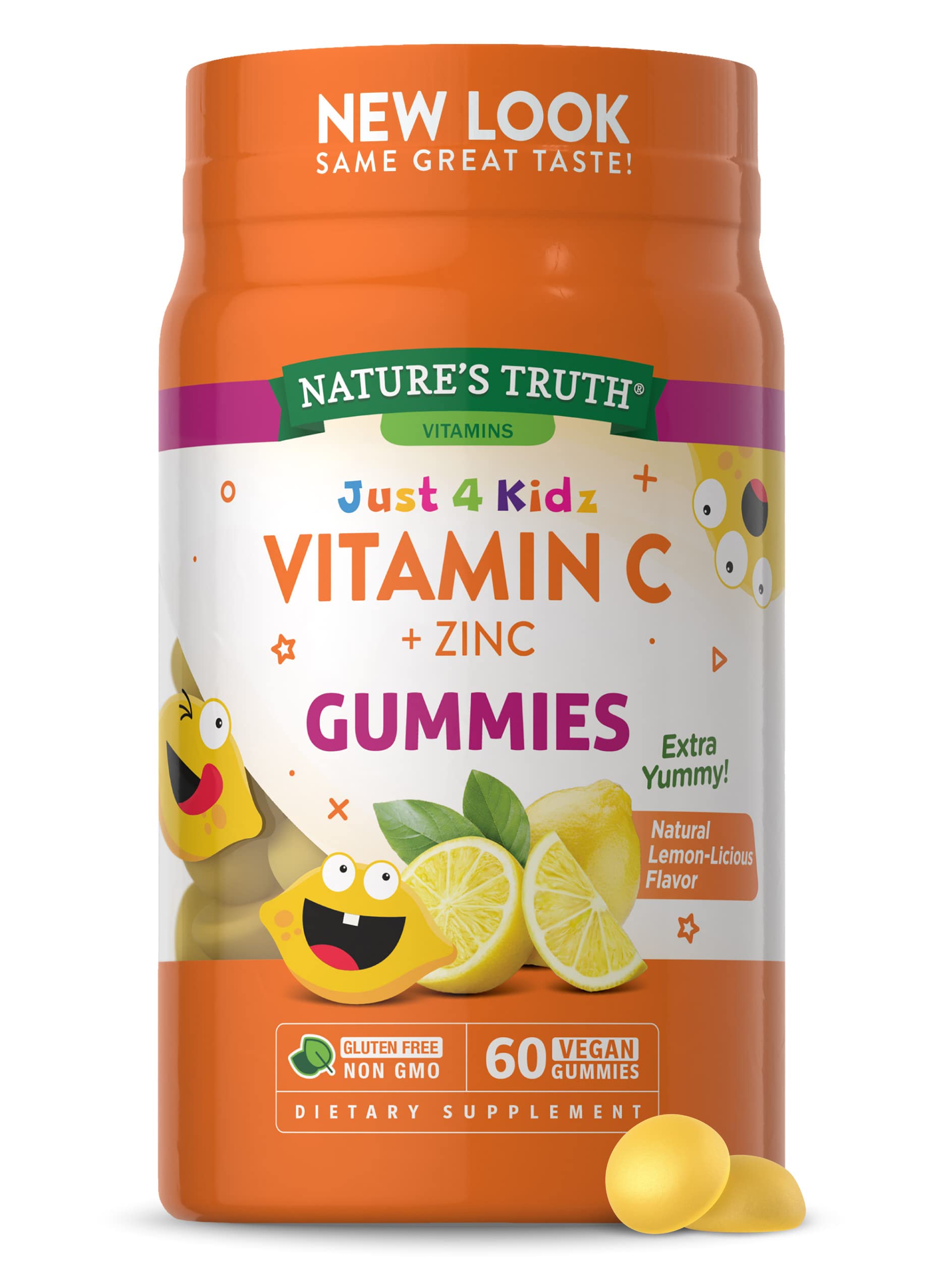 Envase gomitas vitamina c y zinc para niños Nature's Truth 60 ct