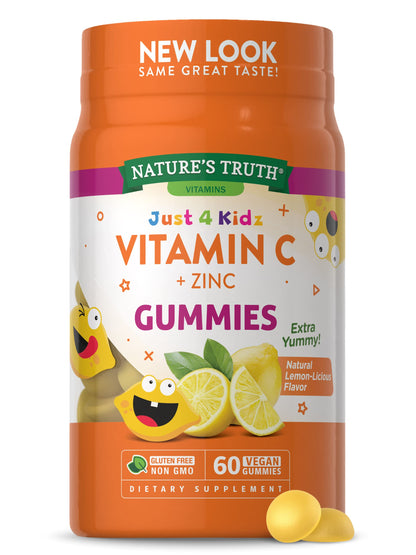 Envase gomitas vitamina c y zinc para niños Nature's Truth 60 ct