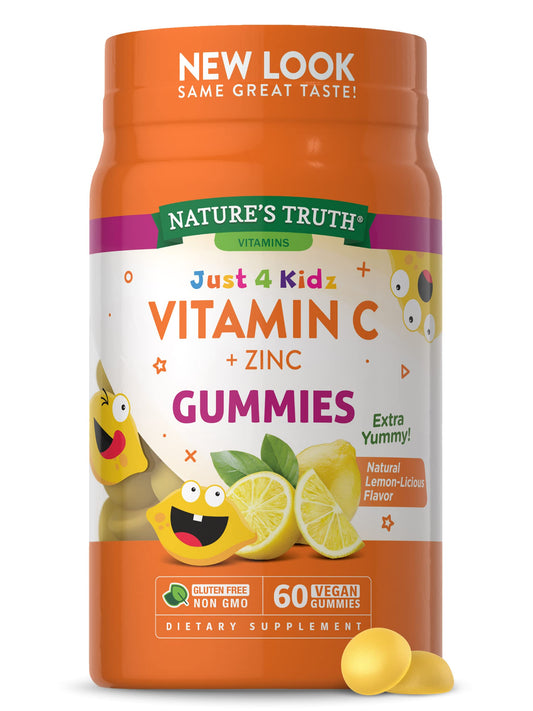 Envase gomitas vitamina c y zinc para niños Nature's Truth 60 ct