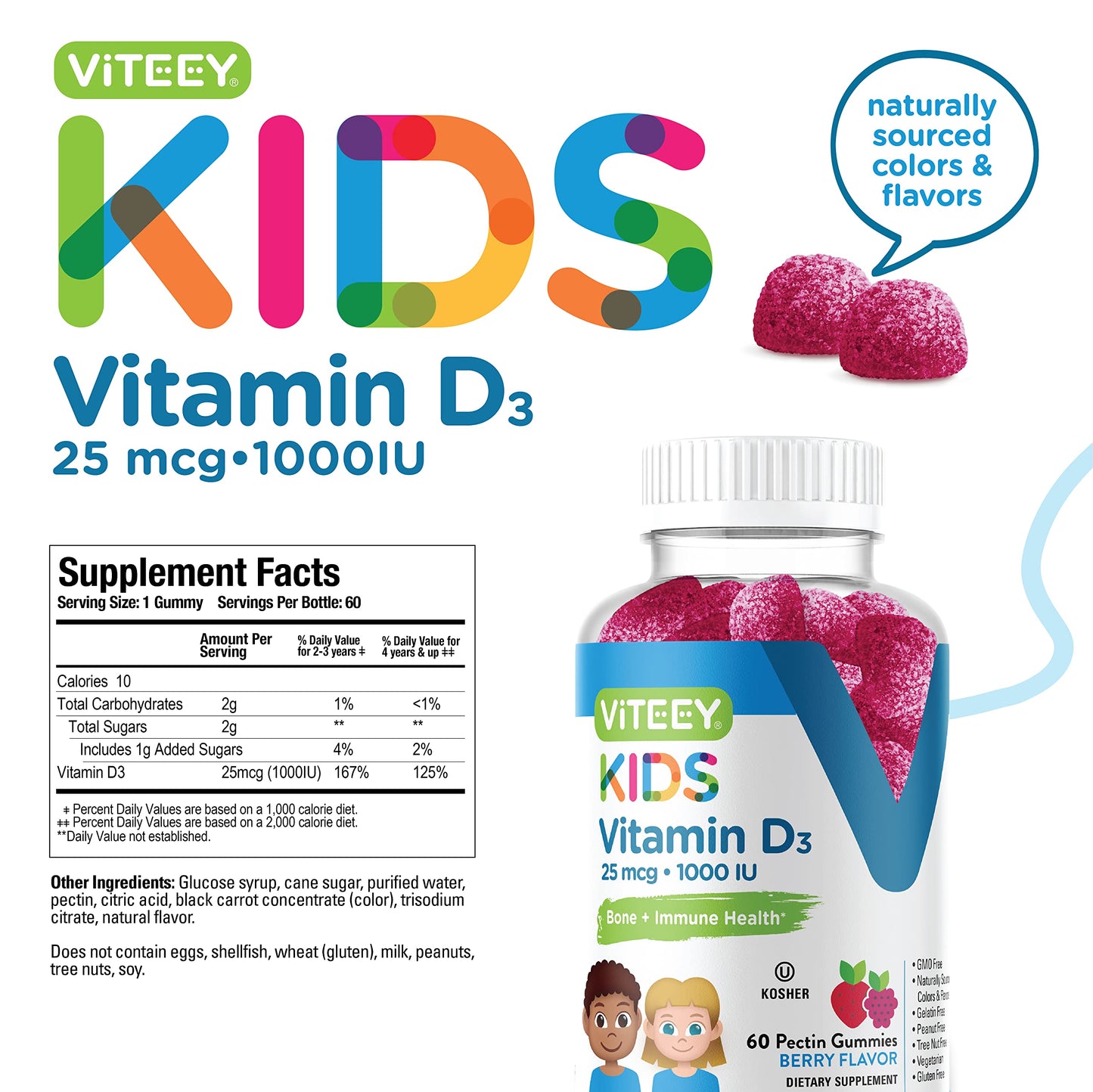 envase gomitas vitamina d3 niños viteey