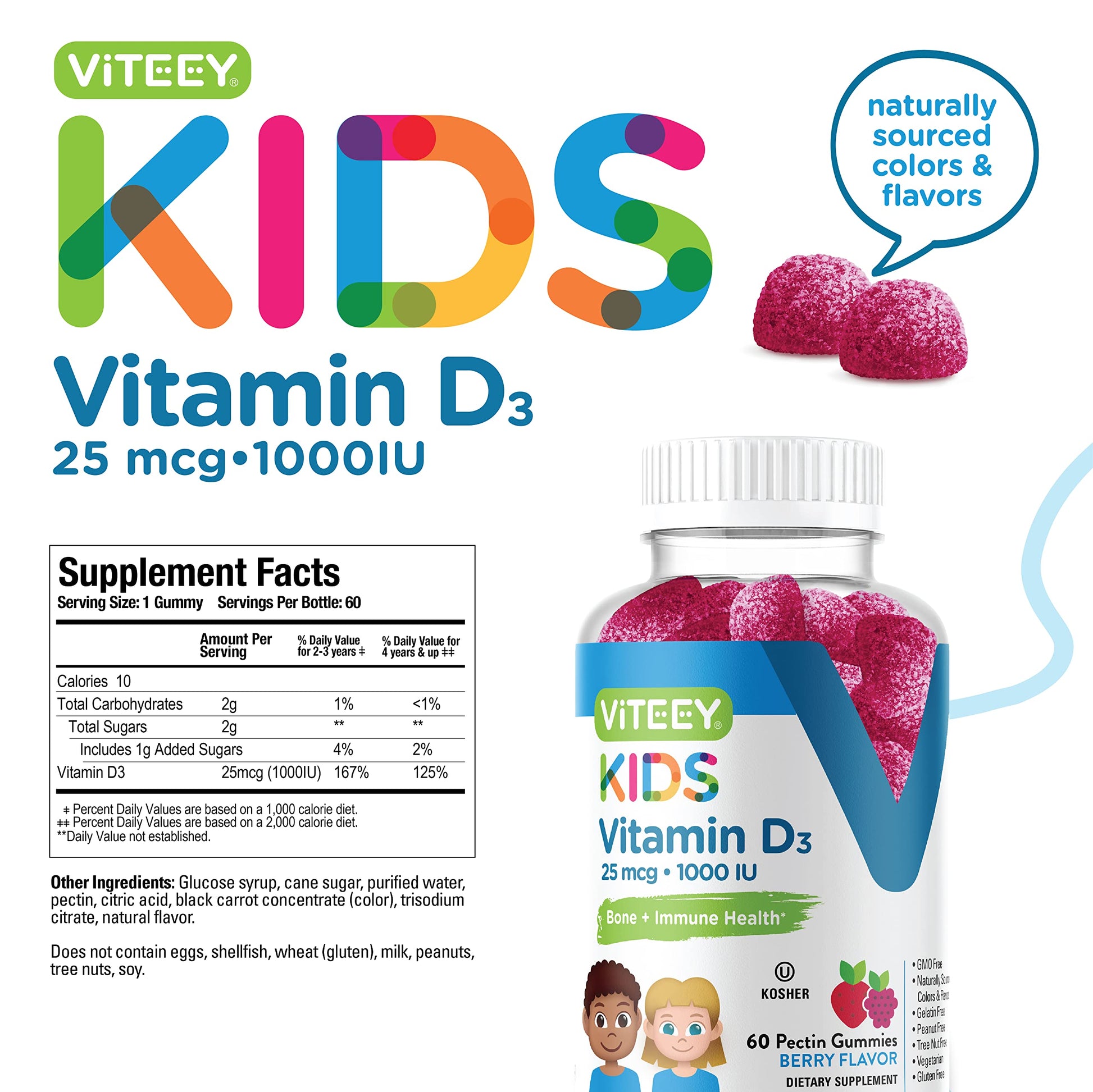 envase gomitas vitamina d3 niños viteey